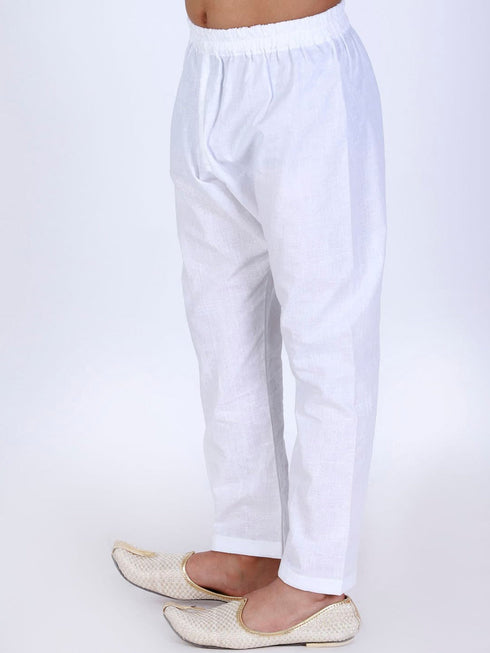 VASTRAMAY Boy's White solid relax-fit Pyjama